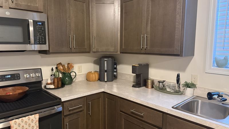 Corner counter before, with a plain wall